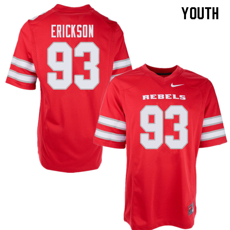 Youth UNLV Rebels #93 Riley Erickson College Football Jerseys Sale-Red